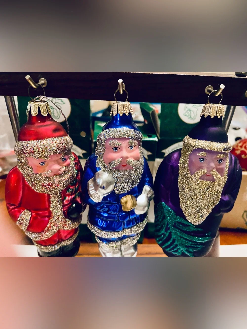 LAUSCHA Glas Holiday Santa Ornament Collection (3)- In Box